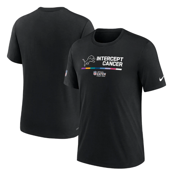 Men's Detroit Lions 2022 Black Crucial Catch Performance T-Shirt